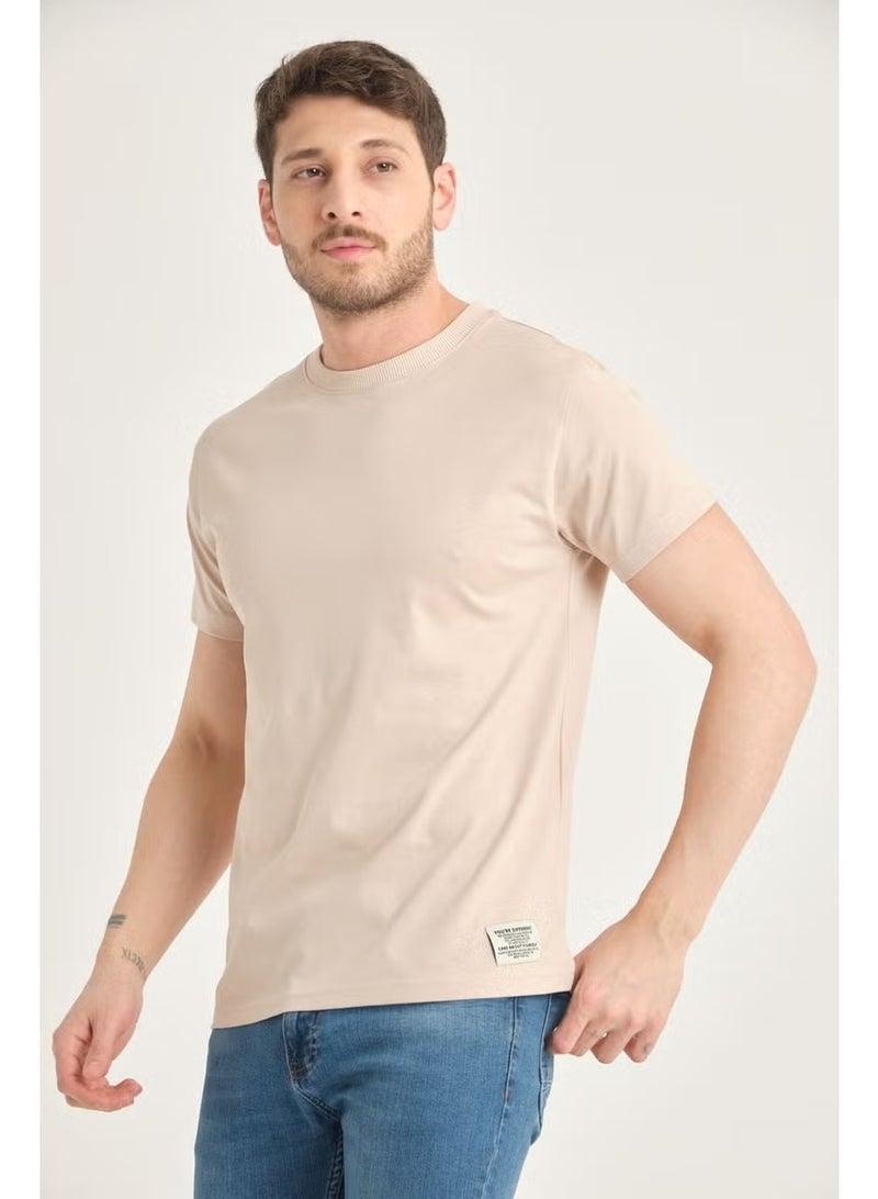 Four Man Men's Cotton Standard Cut Solid Color Basic T-Shirt with Non-Wrinkle Fabric Feature - Image 2